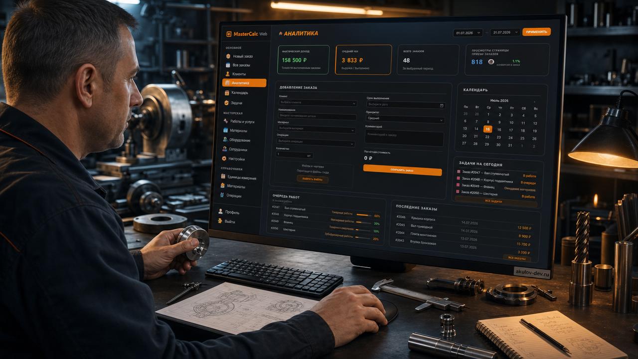 CRM для мастерской, CRM для металлообработки, программа для учета заказов в мастерской, учет заказов металлообработка, база клиентов для мастерской, прием заказов онлайн, личная страница мастера, портфолио мастера, автоматизация мастерской, программа для небольшой мастерской, учет заявок и клиентов